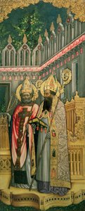 Skt. Ambrosius og Skt. Augustin, højre panel fra Jomfruen på tronen med de hellige Jerome, Gregory, Ambrosius og Augustin, 1446 (efter restaurering) (se 160893-99)